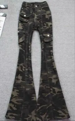 迷彩柄フレアパンツサイドポケット付き y2k グラフィックギャル00s グランジ