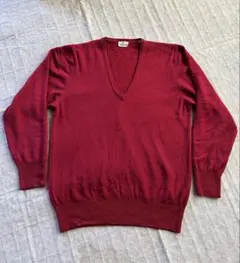 ☆美品☆エルメス ウールVネックニット レッド 赤 アシンメトリー