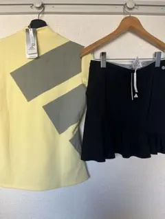 新品　adidas ゴルフ　モックネック　イエロー　スカート　セットアップ　L