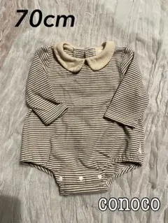 conoco ボーダー ロンパース 70cm ベビー 長袖 バースデイ 冬服 襟