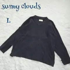 【ヴィンテージ】綿100% Vネック 無地 シンプル ニット L きれいめ 黒