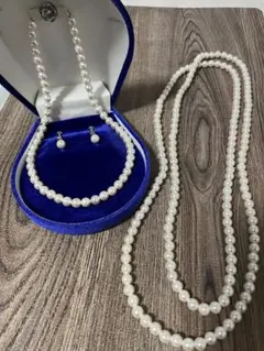 パールネックレス2本&パールイヤリング　イミテーション冠婚葬祭