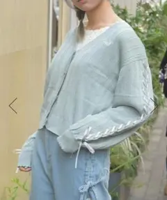 アクシーズファム 今期 新品タグ付き リボン編み上げ UVカットカーディガン