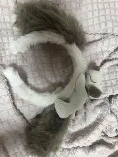 動物耳付きファーヘアバンド