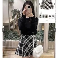 GRL　ai232　インパン裏地付きチェック柄ミニスカート　ブラック