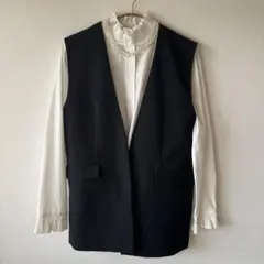 【未使用品】ZARAプリーツフリルシャツ　S