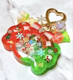 クリスマスキャンディーシャカシャカシェイカー レジンキーホルダー