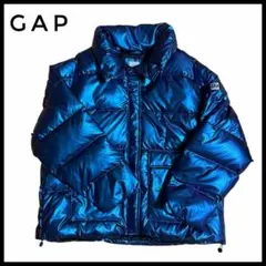 GAP メタリック ダウンジャケット Lサイズ ブルー パファージャケット