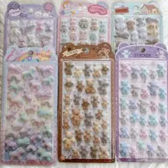 ２４時間以内発送 ふわふわ動物シール フロッキーシール ６枚セット もこもこ3D