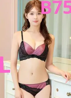 エメフィール　B75 脇高育乳サテンカシュクール　　 ロゼピンク　ブラショーツL