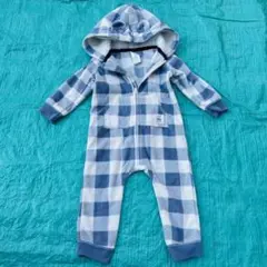 【最安値】Carter's ベビー服　ロンパース　くまさん　ブルー　チェック