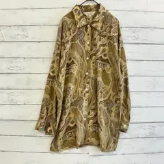 ペイズリー柄 シャツ ヴィンテージ M ブラウン レトロ レディース 日本製