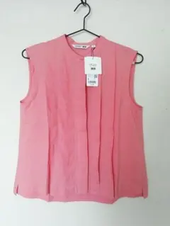 未使用○ユニクロ　コトニエ　リネンブレンドブラウス○ピンクＳ ノースリーブ