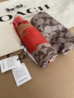【COACH C4322】シグネチャー折りたたみ傘 赤 UVカット