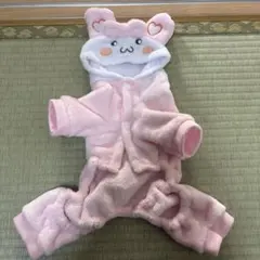 ウサギ耳付きフリース犬服 ピンク s