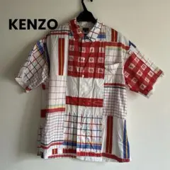 希少　KENZO ケンゾー　パッチワーク風柄シャツ　　ヴィンテージ　半袖シャツのサムネイル