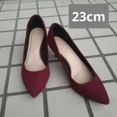 レディース　パンプス　ヒール　赤　エンジ