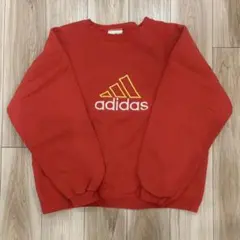 90s adidas 赤 ロゴスウェット Lサイズ 古着