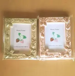 フォトフレーム いちご 2個セット ゴールド ピンク