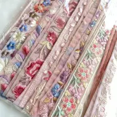 インド刺繍リボン♡No.50　送料込！ピンク系アソート　50cm×10種類