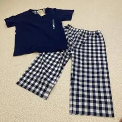 MUJI 涼感パジャマ 125-140cm ネイビー 半袖