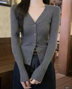 shien 長袖カーディガン グレー