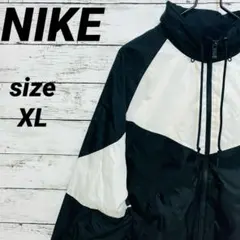 NIKE ナイキ ナイロンジャケット バックロゴ ブラック ホワイト XL