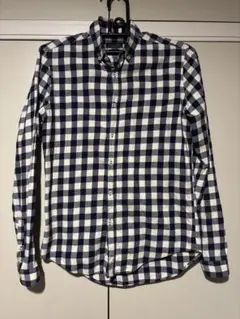 ザラ　ZARA ネルシャツ　シャツ　スリムフィット チェック　ネイビー