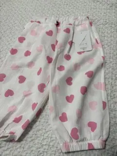 ホワイト ピンクハート 長ズボン 100cm
