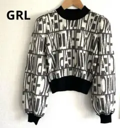 GRL グレイル ニット セーター クロップド丈 ロゴ入り F おしゃれ