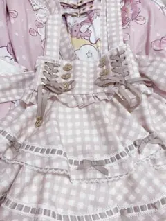 LIZ LISA　はしごリボンギンガムティアードスカパン　ピンク