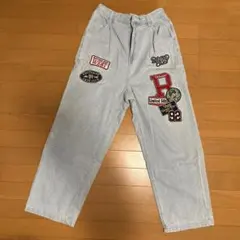 刺繍パッチ付きワイドパンツスケターストリート