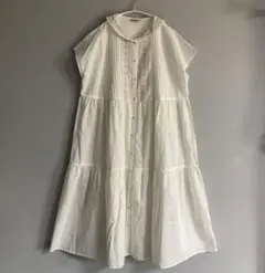 【未使用品】Samansa Mos2 刺繍セーラーティアードワンピース FREE