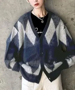 クラシカルエルフ ＊アーガイル柄ニットカーディガン＊XL