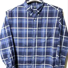 長袖シャツ 総柄 3XL 定番 チェック ブルー グレー オーバーサイズ