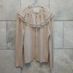 ZARA フリル付きベージュカーディガン