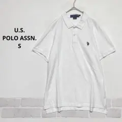 U.S. POLO ASSN. 半袖ポロシャツ 刺繍ロゴ 白 S 鹿の子L029のサムネイル