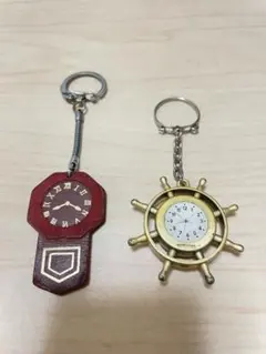 昭和レトロな時計モチーフキーホルダー2点セット（非売品）