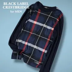 ブラックレーベルクレストブリッジ チェックパネル ロングスリーブ M ネイビー