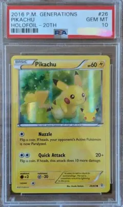 PSA 10 Pikachu 2016 XY Generations 20th