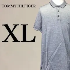 【メンズ】トミーヒルフィガー フラッグロゴ刺繍 半袖 ポロシャツXL グレー