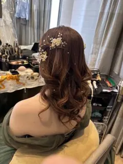 ウェディング ヘッドドレス 花とパール