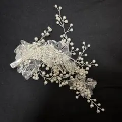 ウェディングヘッドドレス レース パール