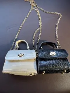 クロコダイル調ミニバッグ2点セット