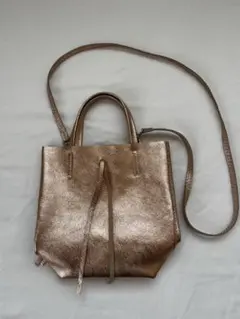 2way メタリック ミニトートバッグ ローズゴールド