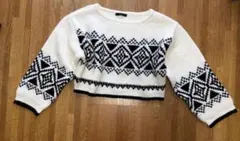 [新品] wcloset ノルディック柄 長袖ニット ホワイト