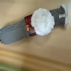 グレー ケーブル編み 　モコモコソックス　　モコモコルームソックス