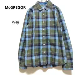 マックレガー 9号 カーキ×青 チェック柄 長袖シャツ 花柄 綿100%のサムネイル