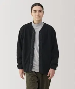 無印良品　フリースカーディガン　メンズ　ブラック　XL