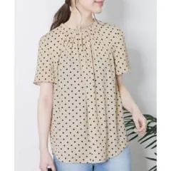 アーバンリサーチ サニーレーベル ドットネックギャザー半袖ブラウス